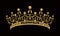 Glittering Diadem. Golden tiara isolated on black background.