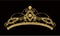 Glittering Diadem. Golden tiara isolated on black background.
