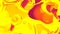 glittering goldish yellow pellucid diamond meta spheres on red bg - abstract 3D illustration