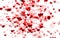 Glittering red hearts on a white background, 3d rendering