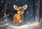 Glittering Snow Deer: A Playful and Surreal Video of a Cute Youn