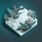 glittering snowflakes and frosty pine needles, isometric low poly view AI generation