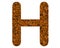 Glittery brown letter H on a white isolated background