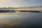 Gloassy sea in winter drone photo