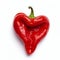 Glob Chili Pepper in the Shape of the Heart on a White Background. Generative ai