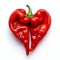 Glob Chili Pepper in the Shape of the Heart on a White Background. Generative ai