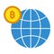 Global bitcoin, global bitcoin investment, global currency, globe fully editable vector icons