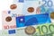 Global Blue Tax Free card against Euro notes and Cent coins