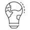 Global bulb icon, outline style