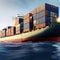 Global business import export commerce trade logistic and transportation worldwide by container cargo ship. Generative AI