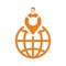 Global businessmen, location icon. Orange color vector graphics
