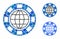 Global casino chip Mosaic Icon of Circle Dots