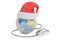 Global Christmas online shopping concept, Earth with santa hat a