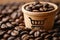 Global commerce Box with shopping cart logo on coffee beans
