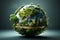 Global Commitment World Environment and Earth Day Symbolized with a Globe. AI