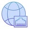 Global communication flat icon. Globe and network blue icons in trendy flat style. Planet internet gradient style design