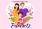 Global Day of Parents Illustration with Importance of Being a Parenthood and its Role in Kids in Flat Cartoon Hand Drawn