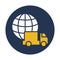 Global delivery, cargo, international, truck fully editable vector icon