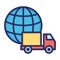 Global delivery, cargo, international, truck fully editable vector icon