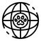 Global dog handler icon, outline style