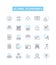 Global economics vector line icons set. Globalisation, Economics, International, Trade, Finance, Market, Development