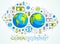 Global economy concept, planet earth with dollar icons set, international business, currency exchange, internet global network