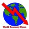 Global Economy down, vector illustration covid-19 or novel corona virus 2019-nCoV impact global economy. corona virus make down
