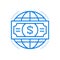 Global economy vector line icon. Commercial banking and profitable investment cash flows.