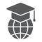 Global education glyph icon, e learning