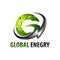 Global energy lightning initial letter G logo concept design template