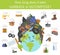 Global environmental problems. Land pollution, garbage dump infographic