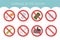 Global environmental problems. Ocean pollution icon set