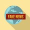 Global fake news icon, flat style