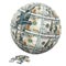 Global finance concept. Dollar Globe from puzzle pieces. 3D rend