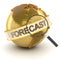 Global financial forecast symbol with globe, 3d