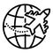 Global flight icon, outline style