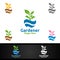 Global Gardener Logo with Green Garden Environment or Botanical Agriculture