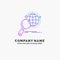 global, globe, magnifier, research, world Purple Business Logo Template. Place for Tagline