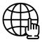 Global hand click icon, outline style