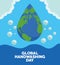 Global handwashing day campaign with earth planet in drop