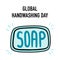 Global handwashing day in cartoon doodle style soap blue