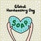 Global handwashing day hand drawn vector illustration in cartoon doodle style arms holding heart