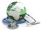 Global healthcare. Earth and stethoscope.