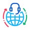 Global help desk hotline icon vector outline illustration