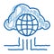 Global Internet Cloud Networking doodle icon hand drawn illustration