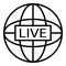 Global live video blog icon, outline style
