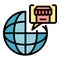 Global location store icon color outline vector