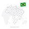 Global logistics network concept. Communications network map Brazil on the world background. Map of Brazil with nodes in polygonal