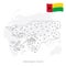 Global logistics network concept. Communications network map Guinea-Bissau on the world background. Map Republic of Guinea-Bissau