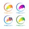 Global logo with ring sphere and digital world motion vector logo design